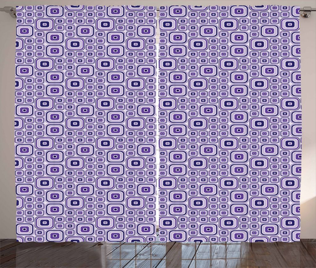ABAKUHAUS Retro Rustikaler Gardine, Funky Moire Square Modul, Schlafzimmer Kräuselband Vorhang mit Schlaufen und Haken, 280 x 225 cm, Mehrfarbig