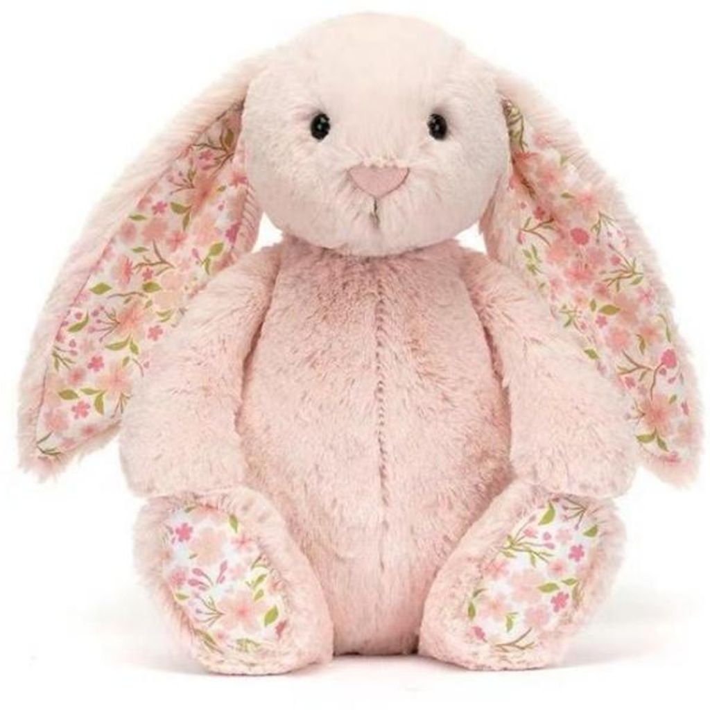 Plüsch Hase 28 cm – Kuscheltier mit Blumenohren – weiches Kaninchen mit Kawaii Design – braun – perfekt als Einschlafbegleiter & Osterhase