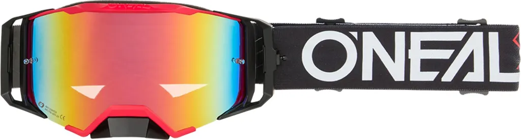 Lunettes de protection Motocross O'Neal B-33 HEXA Radium Red ajustables