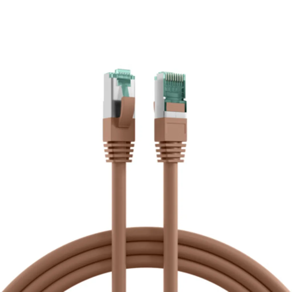 Câble Ethernet RJ45 50m Cat.6A S/FTP marron pour installation longue
