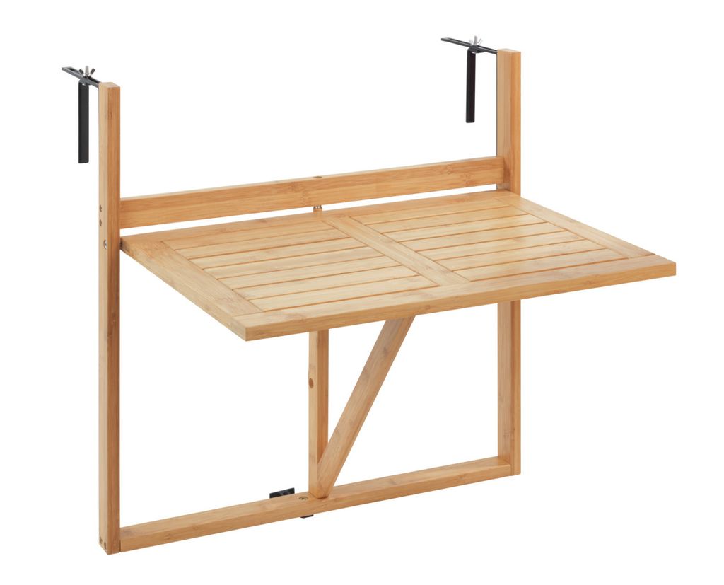 WENKO Bambus Balkon-Klapptisch Mod. Waikiki, zum Einhängen an Balkongeländer