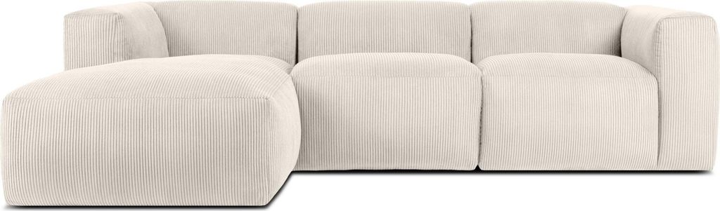 KONSIMO Ecksofa Links mit extrem weicher und bequemer Sitzfläche "BUFFO", cremefarben, Kordstoff, Modern ,297x73x172/96 cm