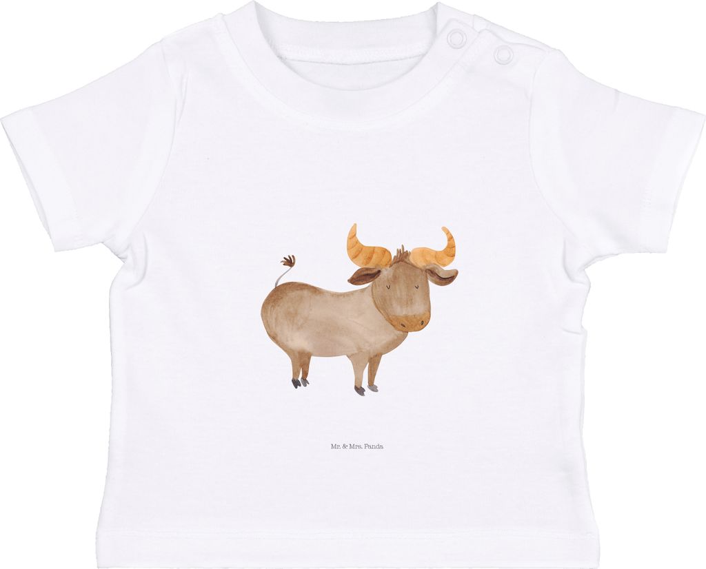 Mr. & Mrs. Panda T-Shirt Sternzeichen Stier 12. - 18. Monat - Weiß - Geschenk, Baby Shirt, Ochse, Kleinkind, Organic, Babyshirt, Geburtstag Mai, Rind