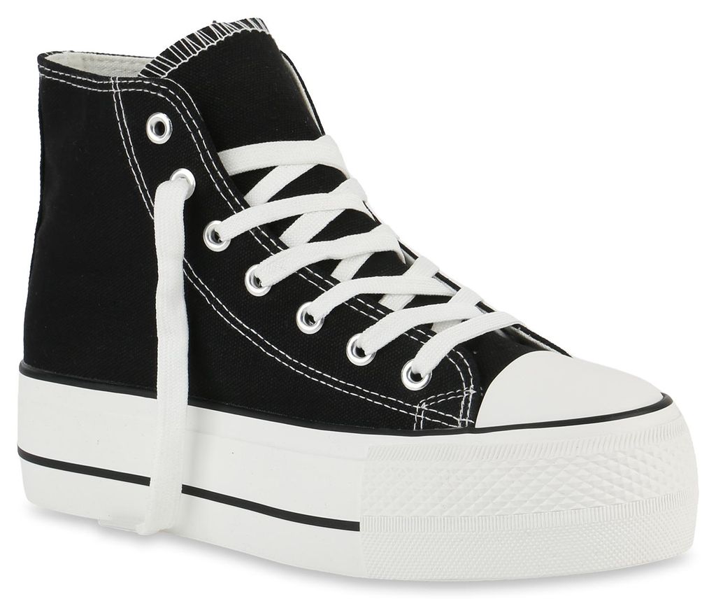 VAN HILL Damen High-Top Sneaker mit Plateausohle - Canvas Produktbild 