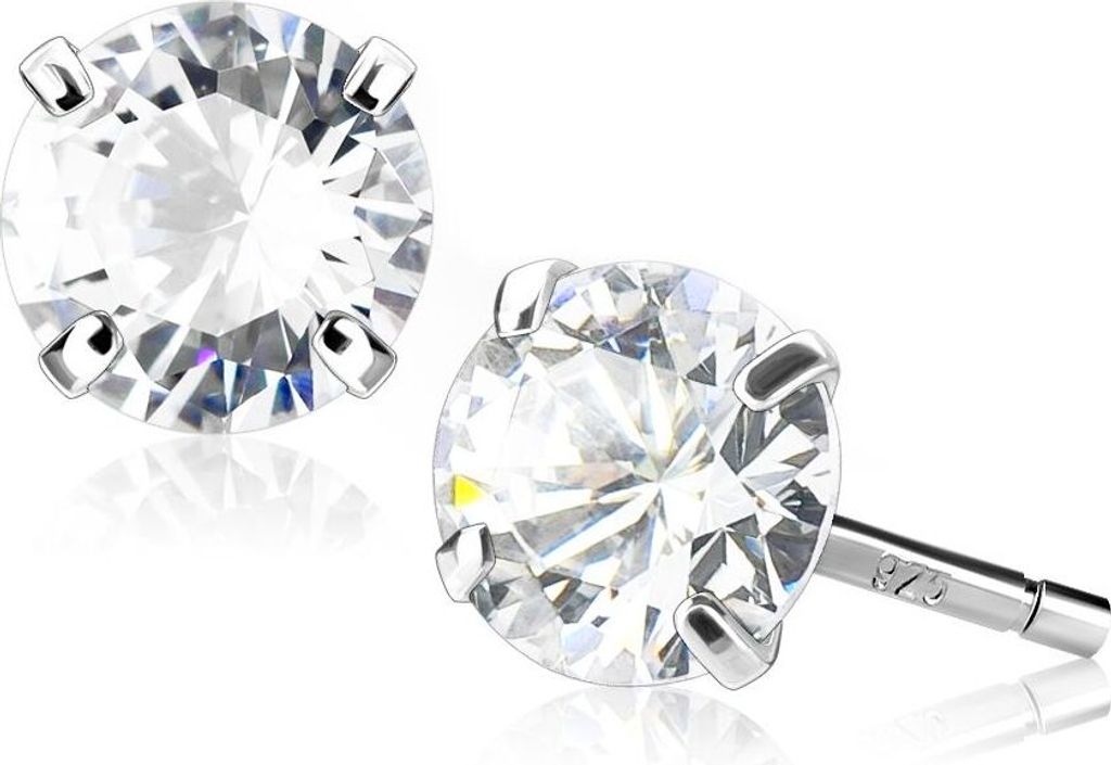 Ohrstecker 925 Sterling Silber Damen Ohrringe Zirkonia Kristall Geschenk silber-klar 9 mm