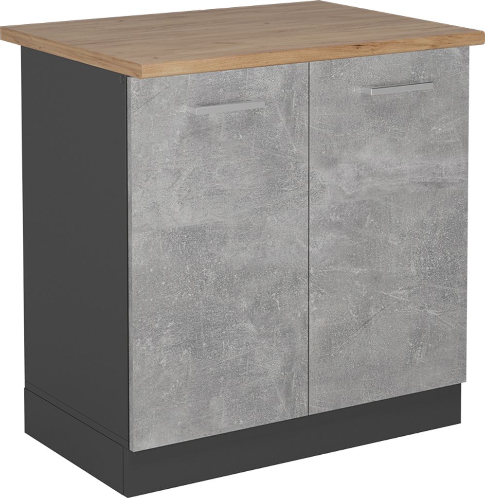 Spülenunterschrank Vicco R-Line Beton 80 cm , AP Eiche, Model 53664
