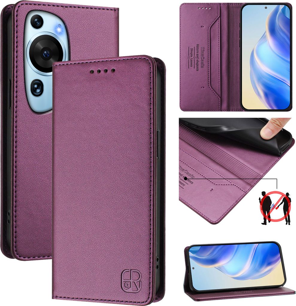 Custodia in pelle per Huawei P60 Art, flip case con slot Immagine del prodotto 