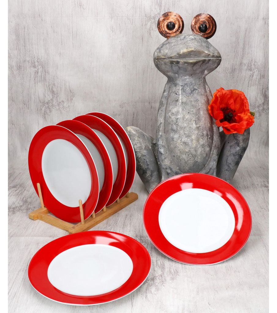 6er Set Variant Rot Kuchenteller bunte Frühstücks-Teller