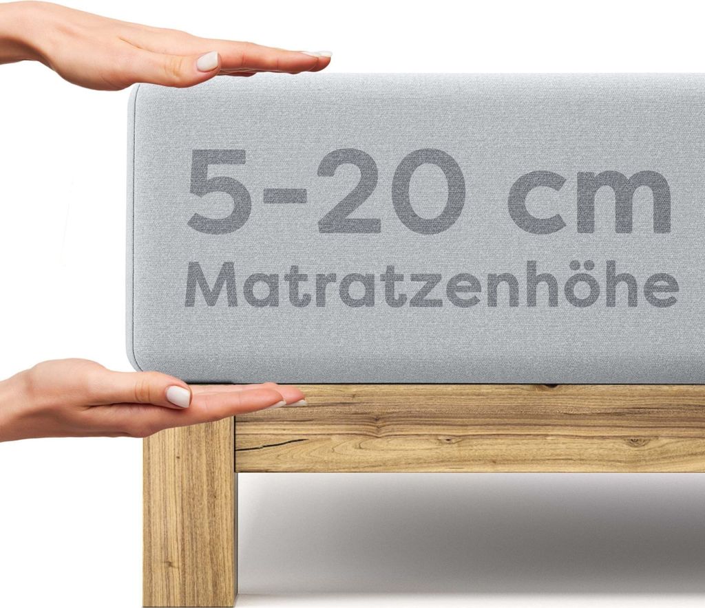 Spannbettlaken 140x200 bis 160x200, 100% Baumwolle, Bettlaken für Matratzen von 5 bis 20cm - Wolkenfeld - Starker, Stretch Gummizug, Rutschfest - ...