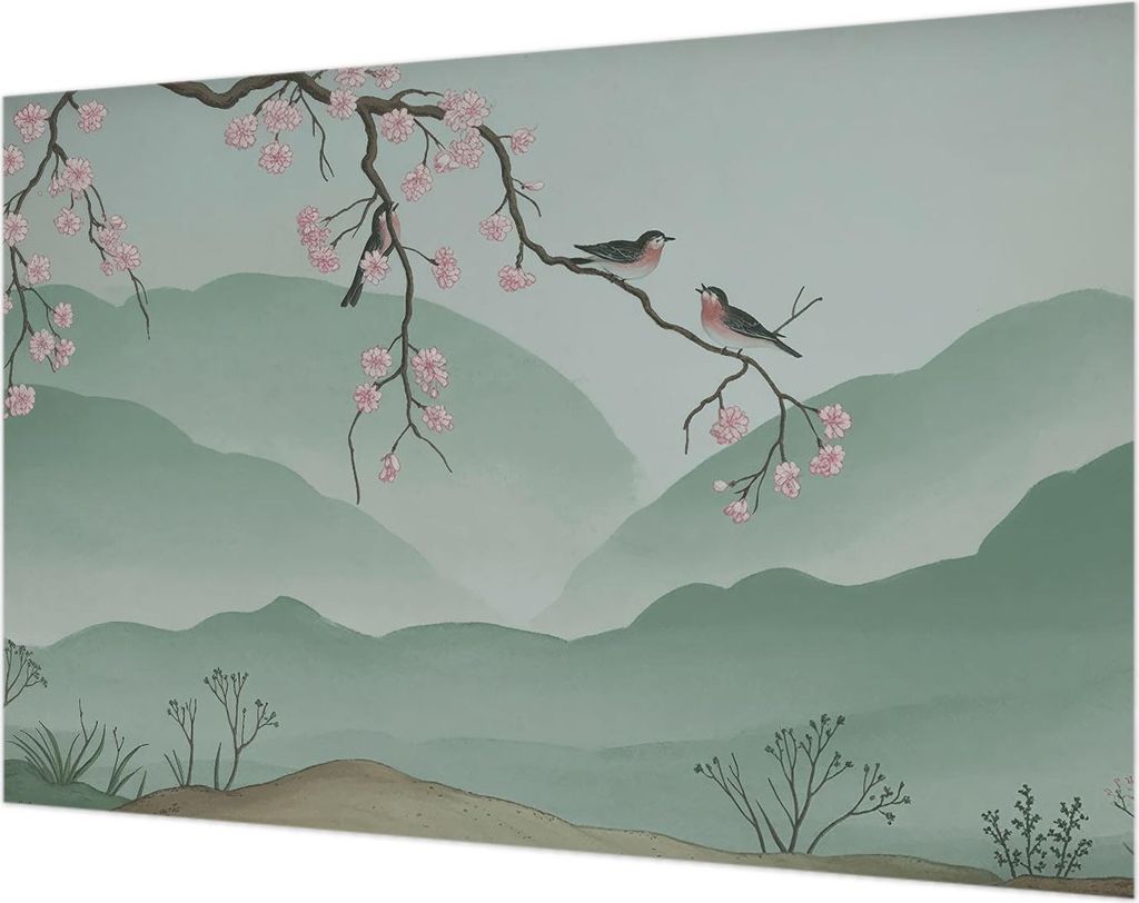 Wandtapete - Dekorative Tapete für Wohnzimmer- Tapetenfolie für Wanddekoration - 104x70 cm - Japanische Serenade