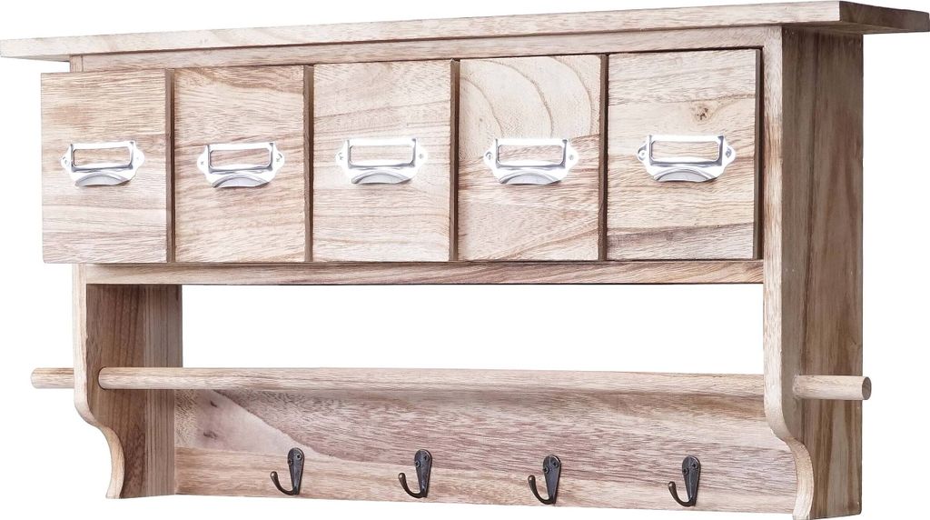 Küchenregal MCW-C49, Haushaltsregal Regal, Vintage mit 5 Schubladen 32x65x13cm natur