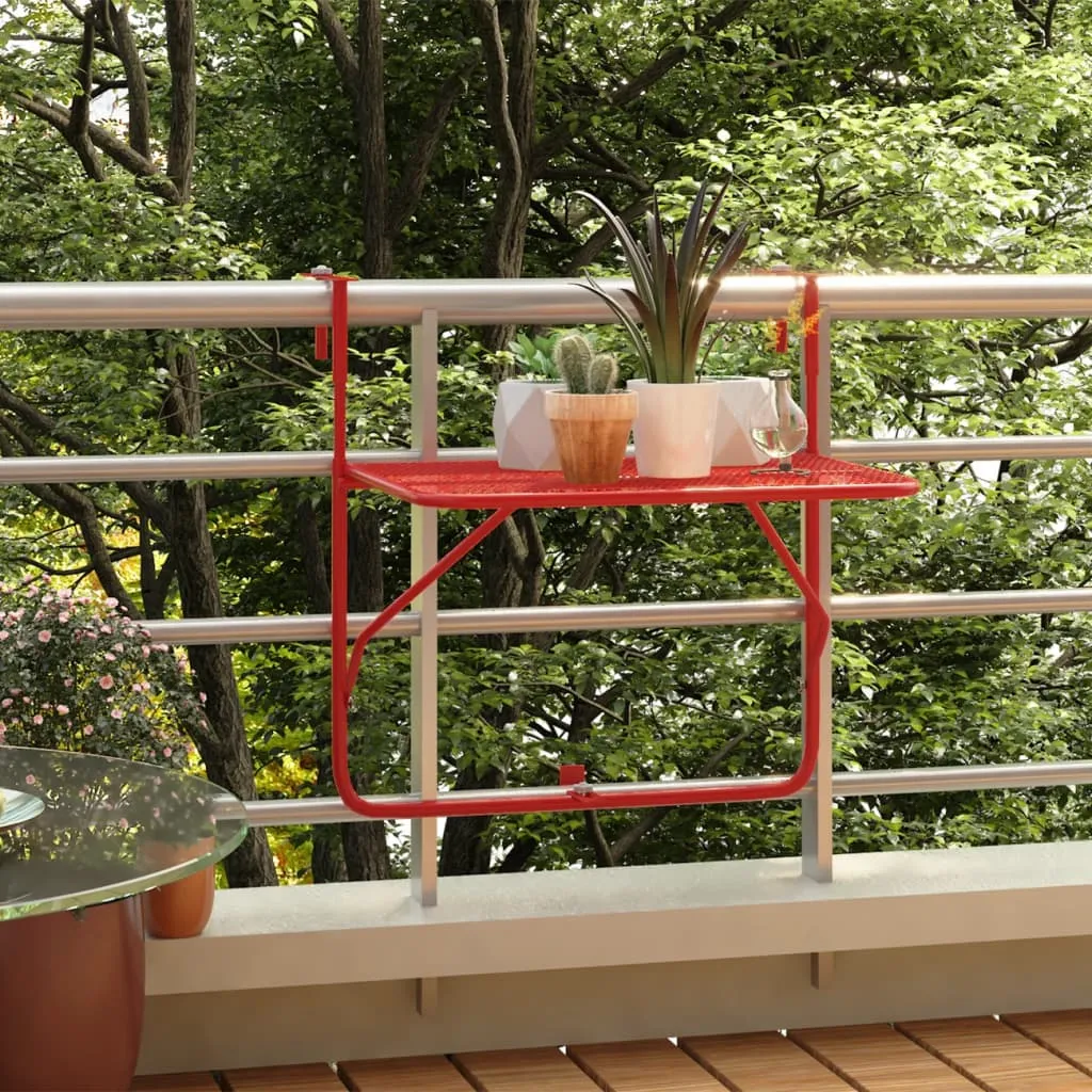 Table de balcon The Living Store, rouge, acier, 60x40 cm - Petite Table