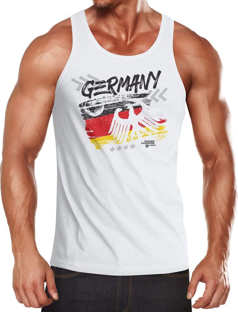 Herren Deutschland Tanktop WM Fußball Weltmeisterschaft 2018 World Cup Fan-Shirt Germany Moonworks weiß M