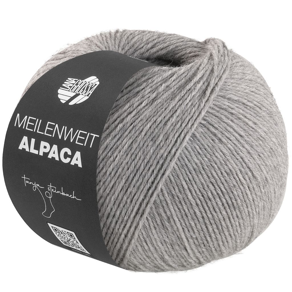 Lana Grossa MEILENWEIT 150 g ALPACA UNI strapazierfähige und warme 6-fach Sockenwolle 390 m Farbe 1016 - Dunkelgrau