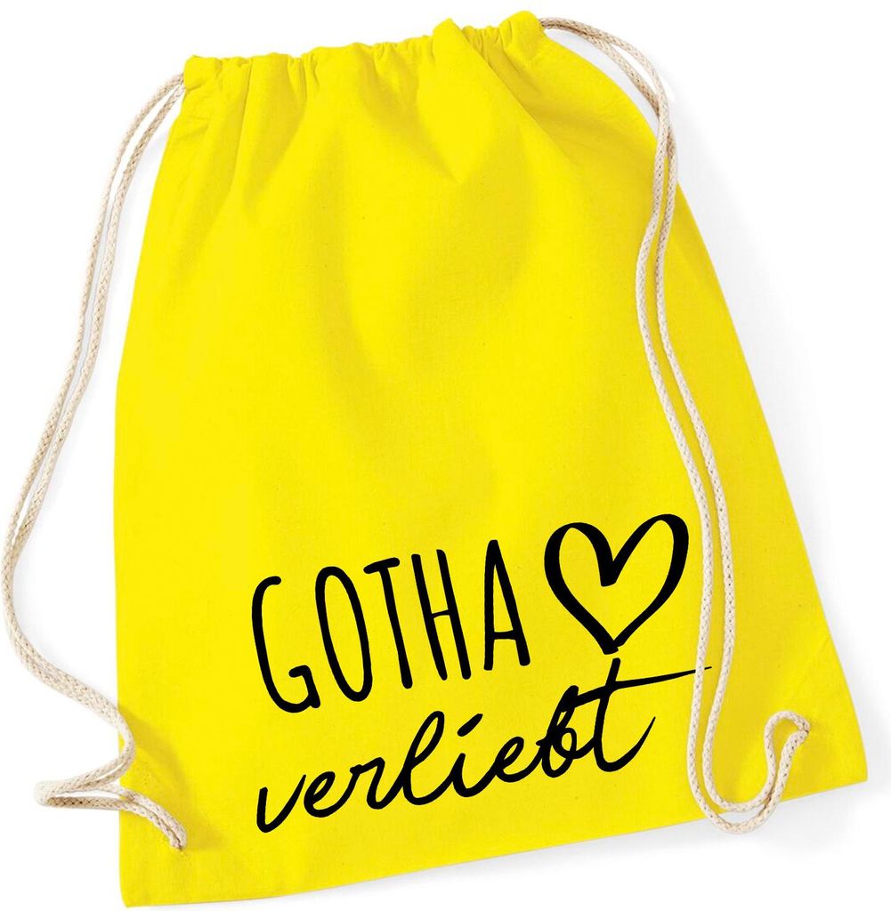 Huuraa Turnbeutel Gotha verliebt 12 Liter Yellow Baumwolle Rucksack Geschenkidee