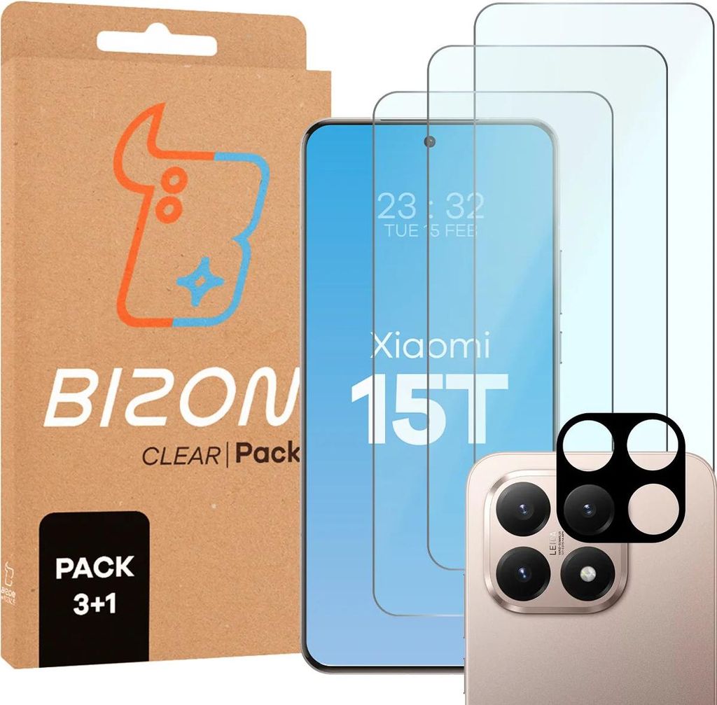 Gehärtetes Glas - 3 Stück + Kameraschutz für Xiaomi 15T, Produktbild 