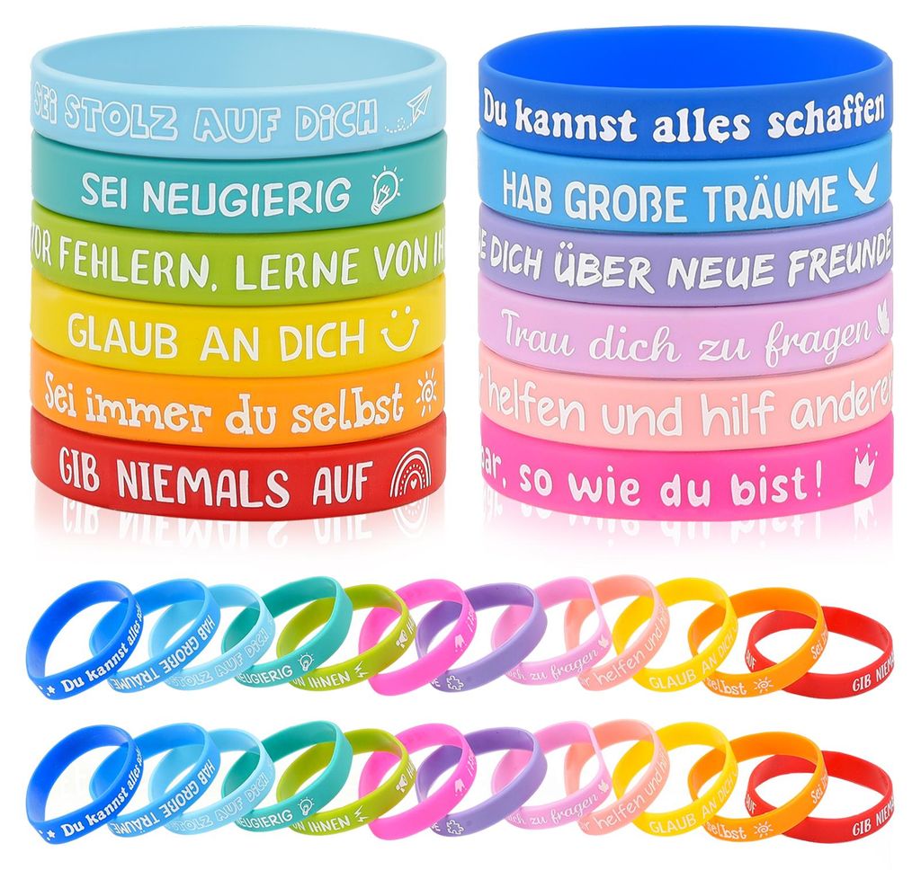 UnboxG Motivationsarmbänder Kinder 24er Set, Produktbild 