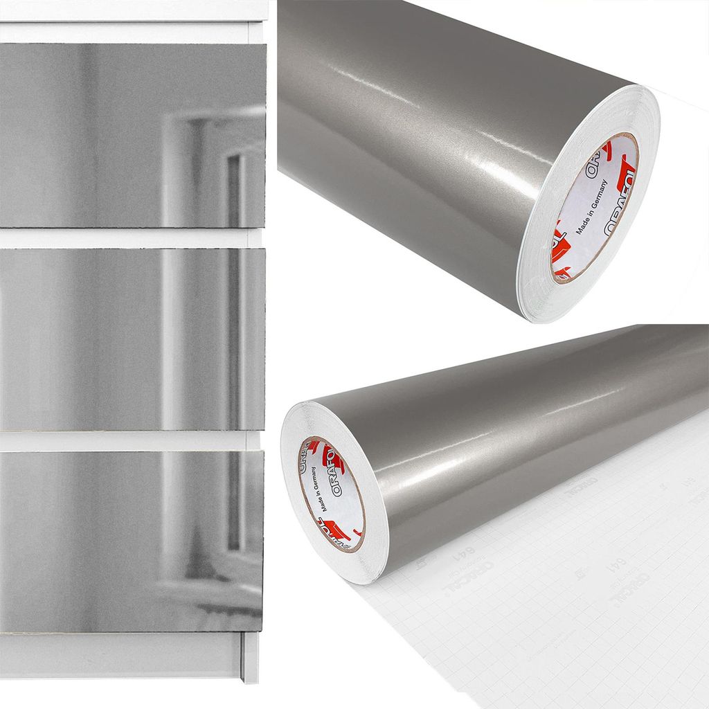 Möbelfolie selbstklebend 100x800 cm - Silber Hochglanz - Einfarbig Klebefolie für Möbel - Klebefolie Möbel für einfache Anwendung, ideal für ...