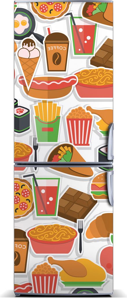 Tulup Kühlschrankdekoration - Magnetmatte - 70 cm x 190 cm - Magnet auf dem Kühlschrank - Fastfood Essen