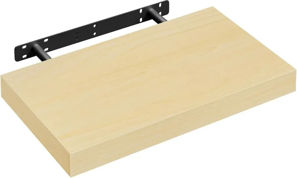 Étagère murale 1 niveau bois noir 40 cm robuste pour livres et cadres
