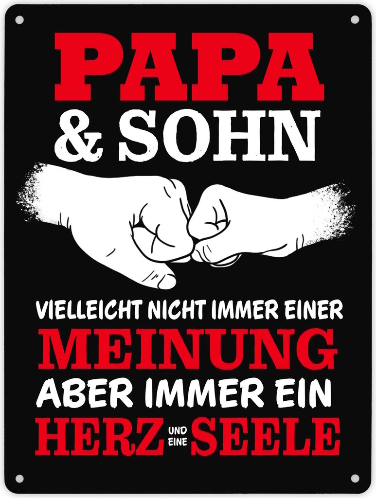 Papa & Sohn, ein Herz und eine Seele Metallschild XL in Produktbild 