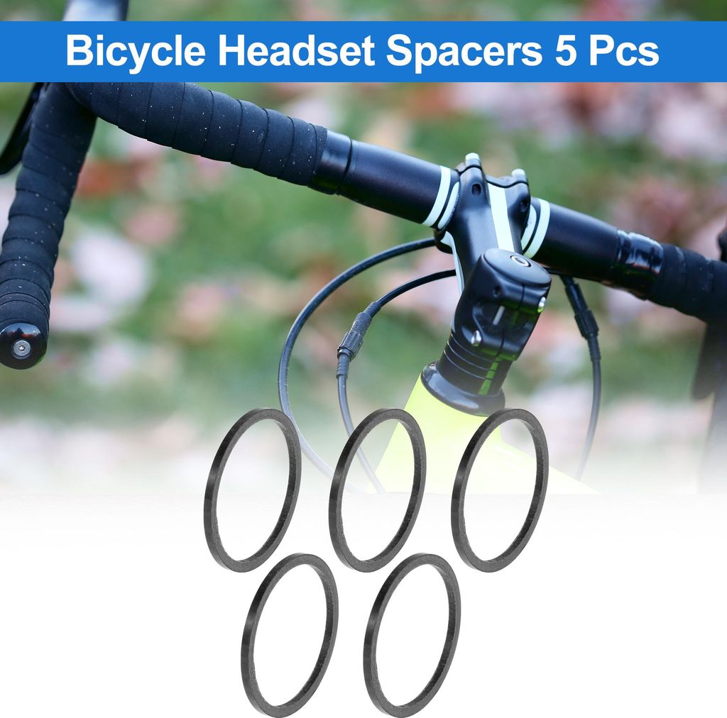 Fahrrad Lenkkopfdistanzringe 2mm Fahrrad Lenkerdistanzringe 31.8mm 1-1/4" Carbon Fiber Gl?nzend Schwarz Carbon Fiber 5 Stück