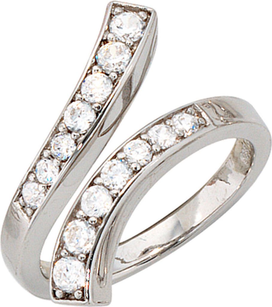 Ring Damenring mit 14 Zirkonia 925 Silber rhodiniert Fingerschmuck Silberring Innenumfang 52mm Ø16.6mm