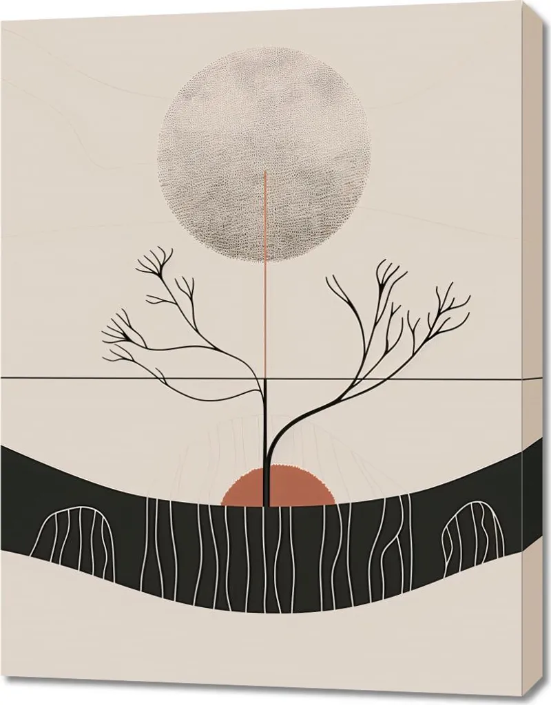Poster Encadré Lune d'hiver 70x90 cm - Art Mural de Saison pour Salon