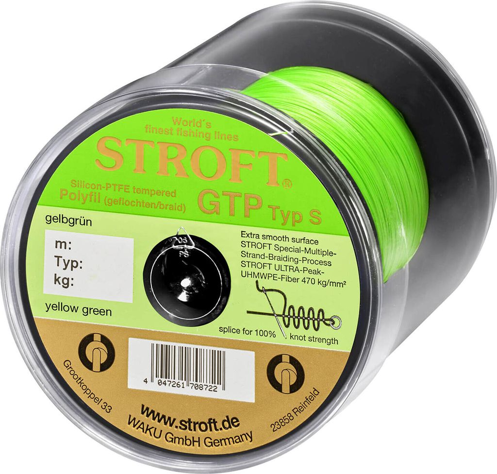 STROFT GTP Typ S Geflochtene Angelschnur 600m Gelbgrün S05-0,110mm-4kg
