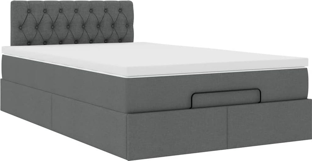 Ottoman-Bett mit Matratze Dunkelgrau 120x200 cm Stoff