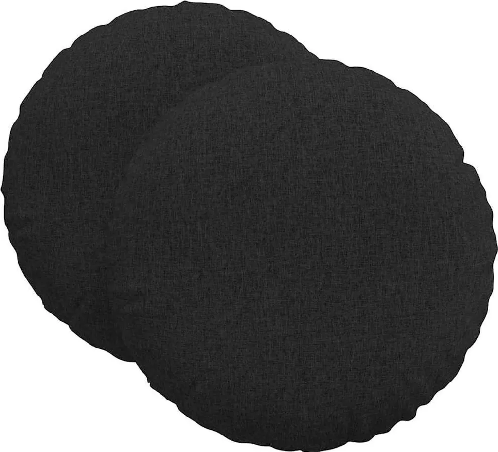 Grand Coussin d'Assise Ø80 cm vidaXL en Tissu Noir Épais 29 cm - Set de 2