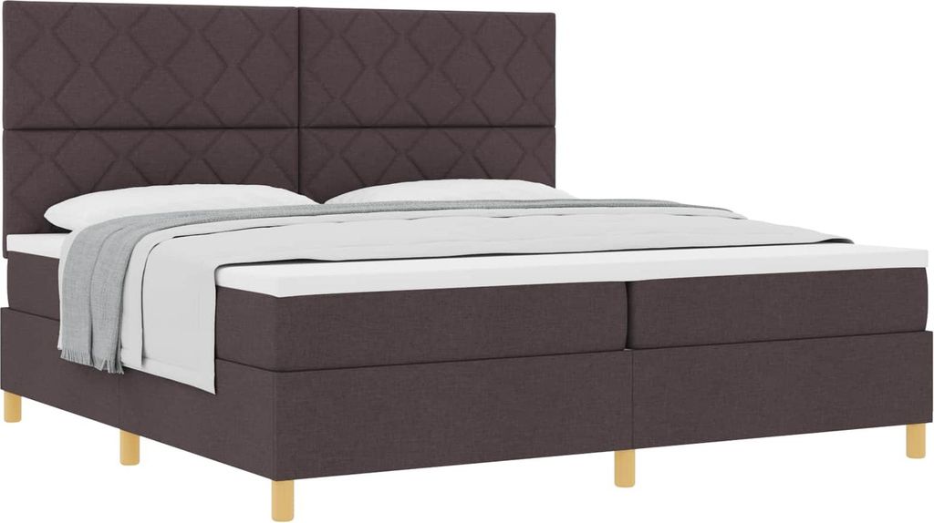 Boxspringbett mit Matratze Dunkelbraun 200 x 200 cm Stoff