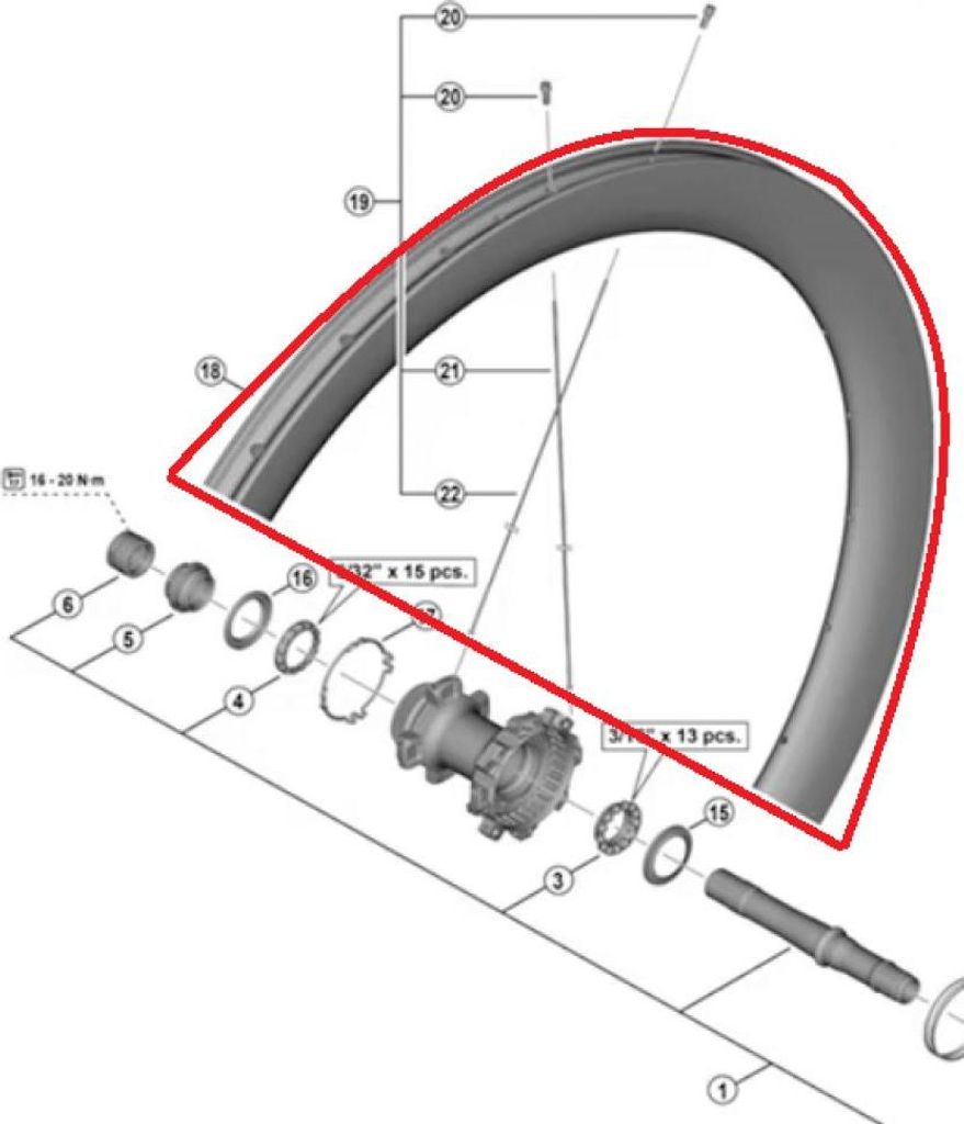 Shimano Rim For Complete Wheel,For Wh-R9270-C50-Tl, Rear:12Mm E-Thru, 24H Tub...