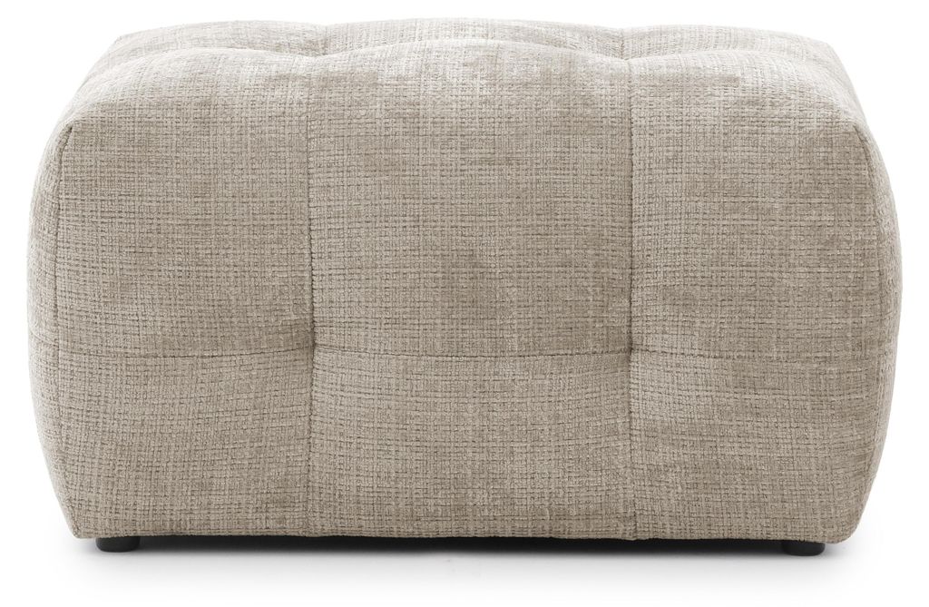 Polsterhocker m.raffinierten Steppungen zu passendem Sofa, Chenille in Sand Grau / 21054