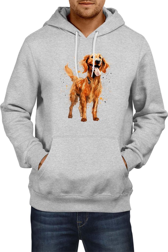 Herren Kapuzenpullover Funny Dogs Breeds Irish Setter Dog Breed, Man S / Grau