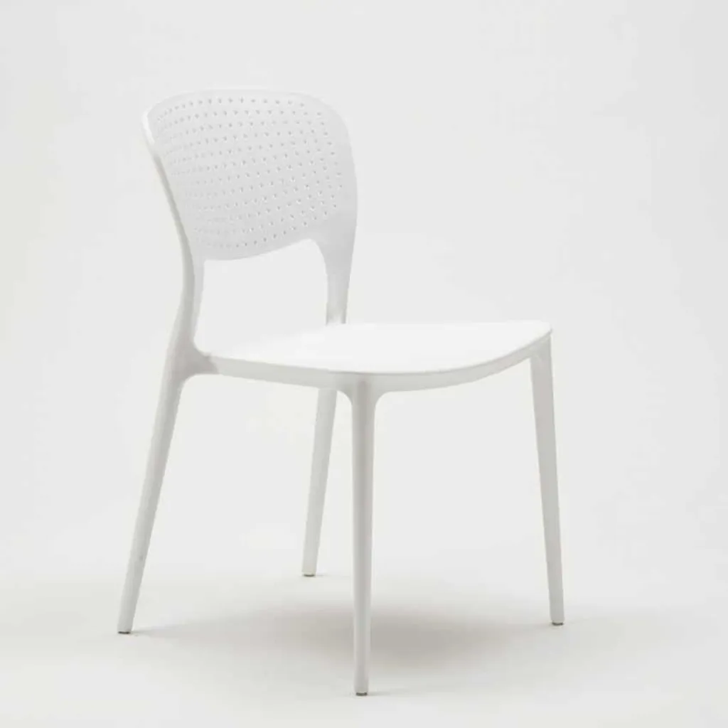 Chaise de jardin Giulietta blanche résistante et empilable pour terrasse