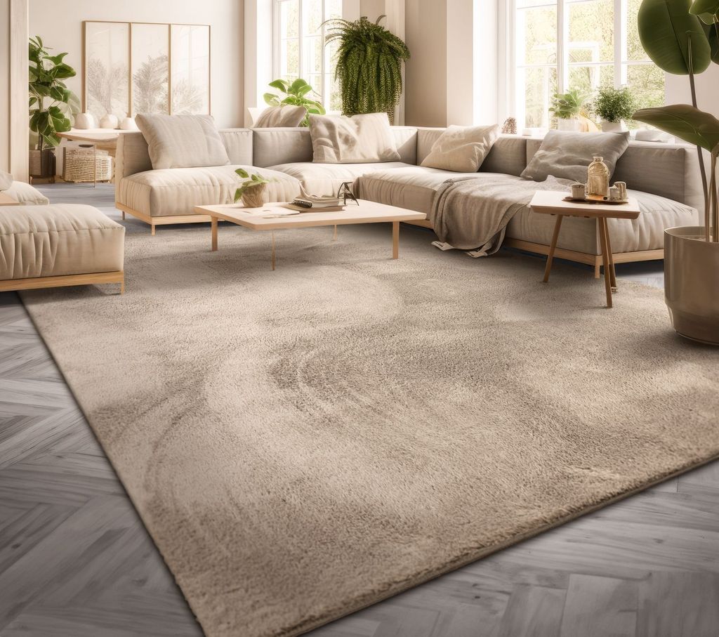 TT Home Teppich Wohnzimmer Kurzflor Anti-Rutsch Rückseite Produktbild 1
