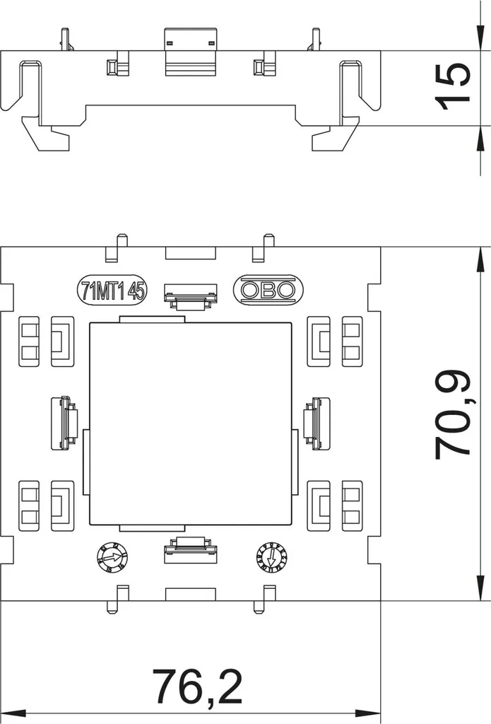 Support de montage Modul45 ouvert en polypropylène haute résistance
