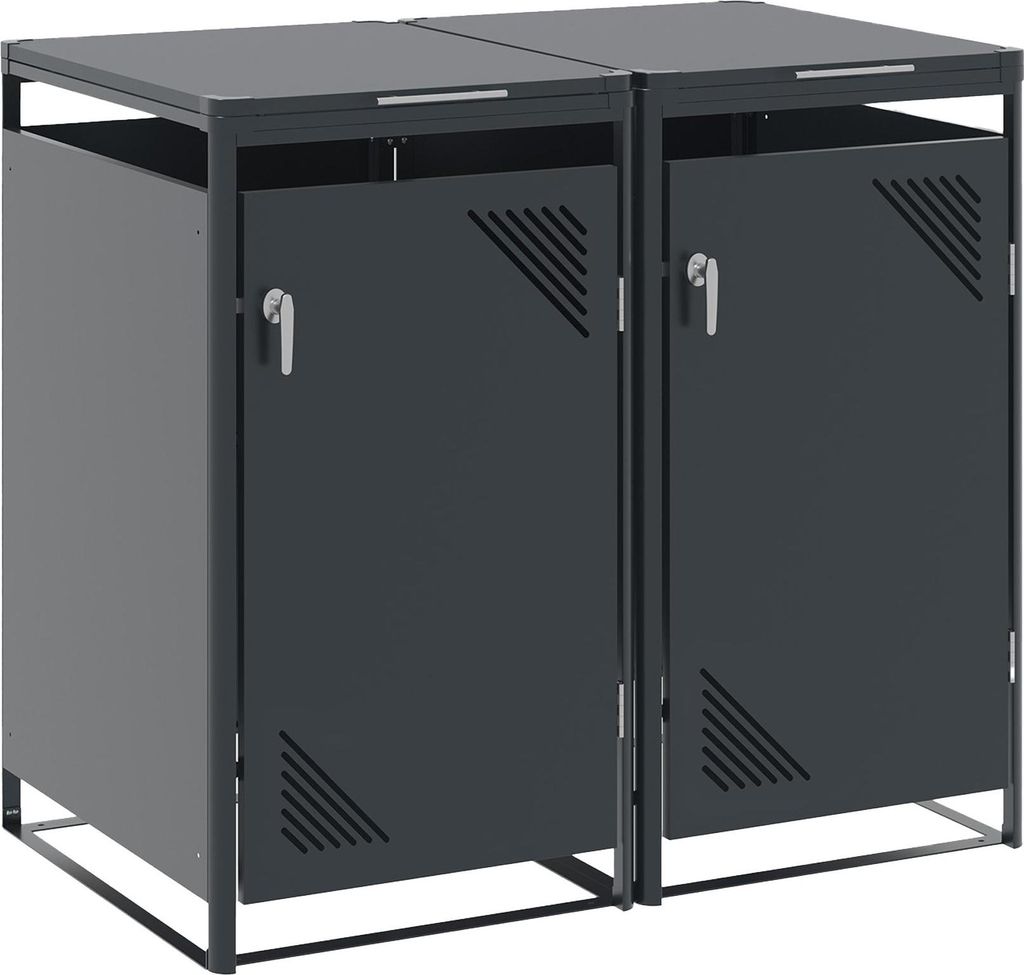Endorphin Mülltonnenbox 2er, 240 l, anthrazit, verzinkter - pulverbeschichteter Stahl, Breite x Höhe x Tiefe: 132 x 119 x 82 cm
