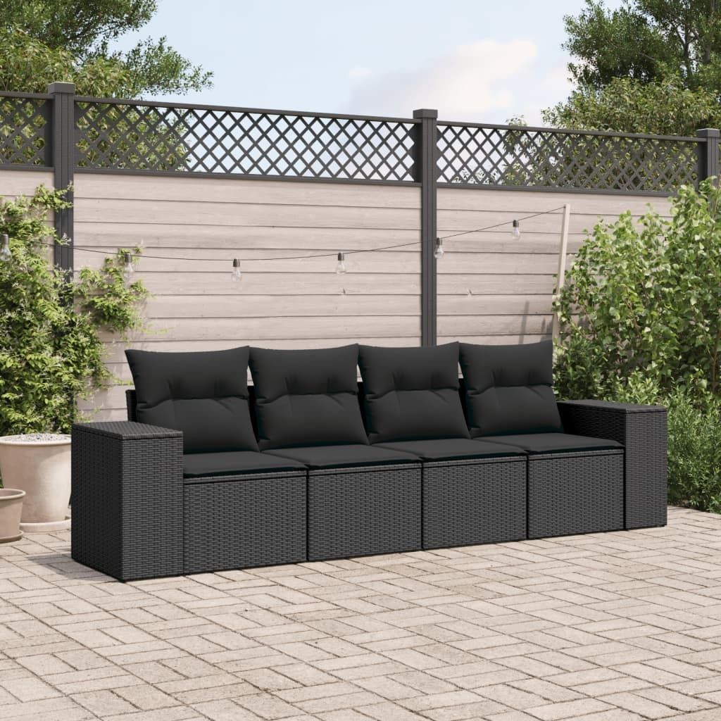 Maison Exclusive - 4-tlg. Garten-Sofagarnitur mit Kissen Schwarz Poly Rattan
