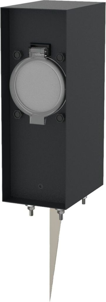 Novatool 2x Steckdosensäule 2-fach Anthrazit Edelstahl eckig IP44 mit Erdspieß Aussensteckdose mit Zeitschaltuhr Steckdose Garten Steckdosensäul...