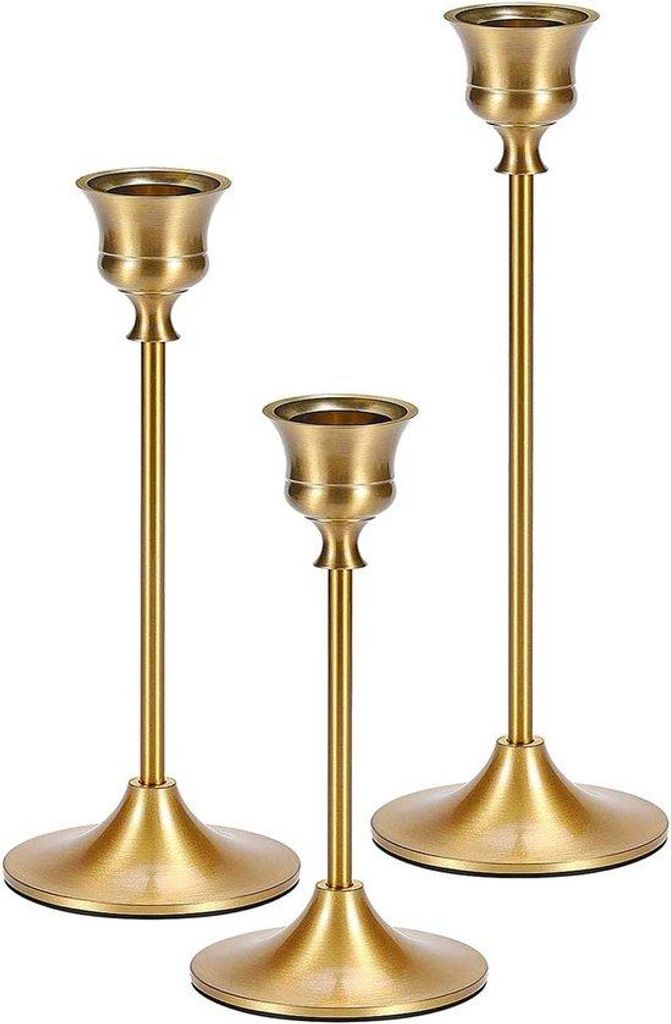 Famanu Kandelaar Set aus 3 – Kegelvormige Kerzenständer – Vintage Deko für Kamin und Tisch