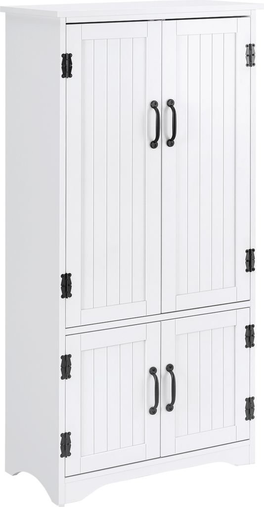 HOMCOM Küchenschrank, hohes Küchen-Sideboard, Hilfsmöbel mit 4 Türen und verstellbaren Einlegeböden für Wohnzimmer, Badezimmer, 60 x 30 x 123...