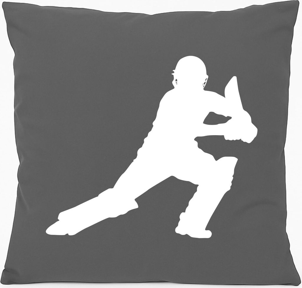 Huuraa Kissen Cricket Silhouette 40x40cm mit Füllung Steel Grey Baumwolle Dekokissen Geschenkidee