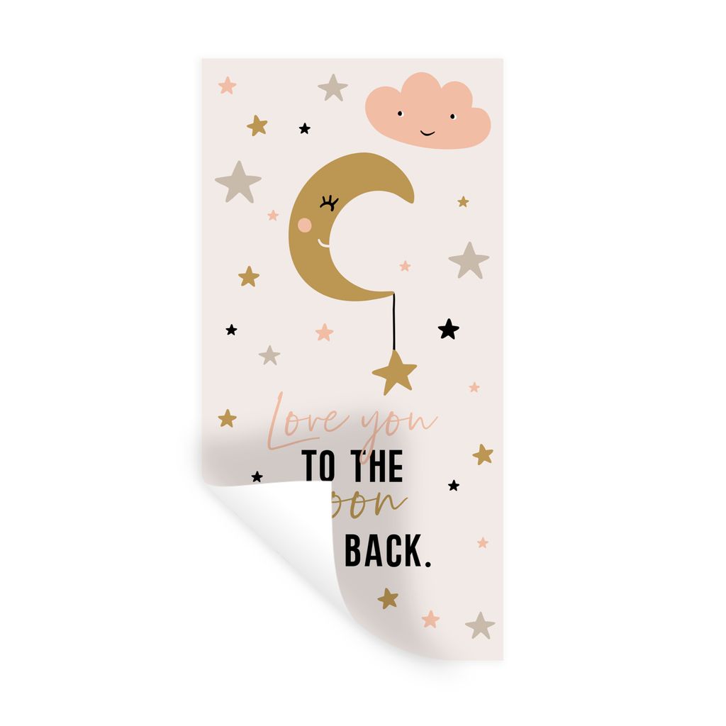 MuchoWow Wandtattoo Wandsticker Wandaufkleber Zitate - Liebe dich bis zum Mond und zurück - Kinder - Sprichwörter - Kinder - Baby - Mädchen 60...