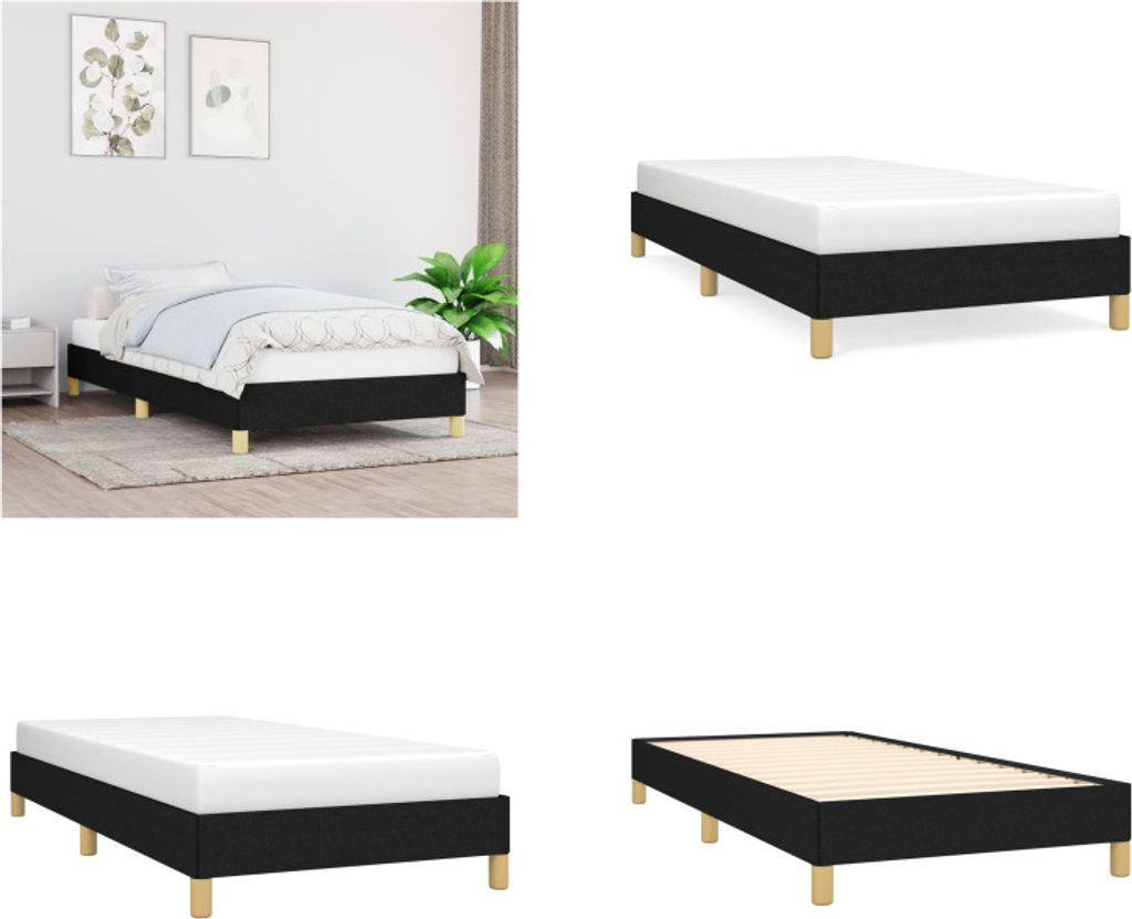 vidaXL Bettgestell Schwarz 90x200 cm Stoff - Bettgestell - Bettgestelle - Bettrahmen - Bett