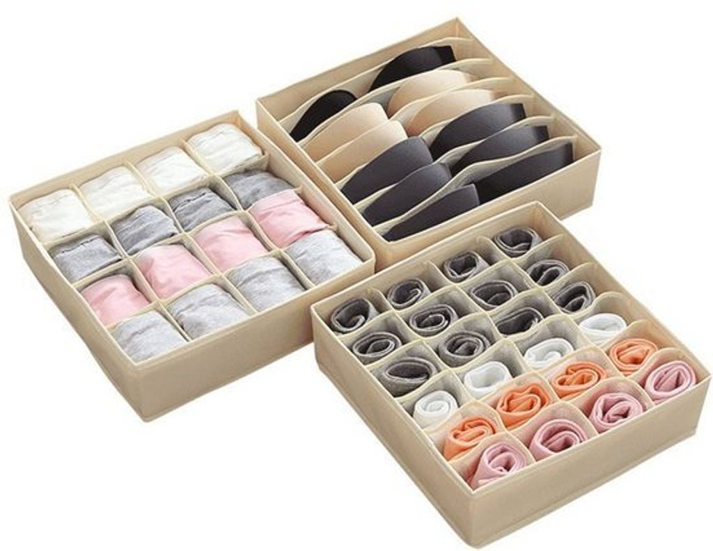 Aufbewahrungsbox Schrank Schublade Organizer Teiler für Unterwäsche, 3 Stücke, zur Aufbewahrung von Dessous, BHs, Unterwäsche