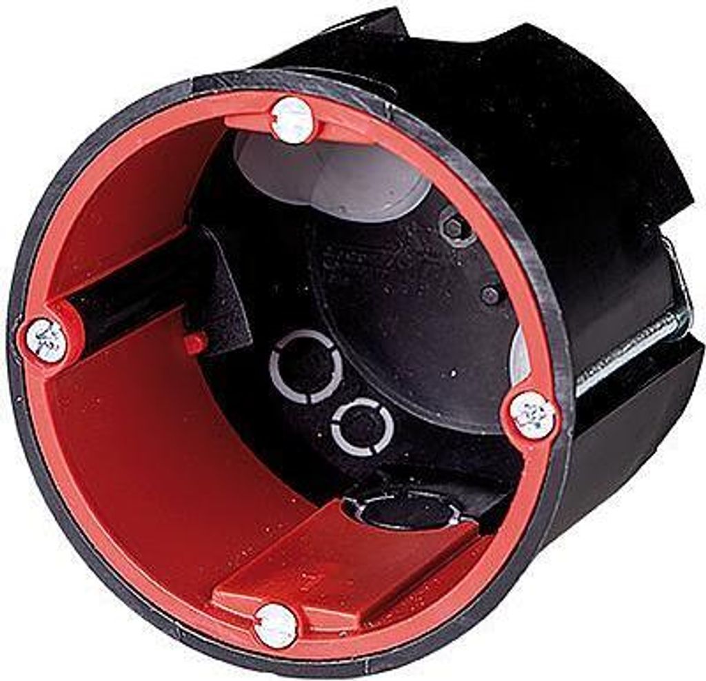 f-tronic HW Brandschutzdose Ø68mm, t=62mm, m. Leitungs- u. Produktbild 