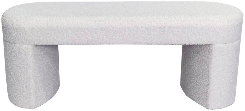 Bank SILVIA, Bouclé Weiß, 115 cm breit, 44 cm hoch, bis 150 kg belastbar