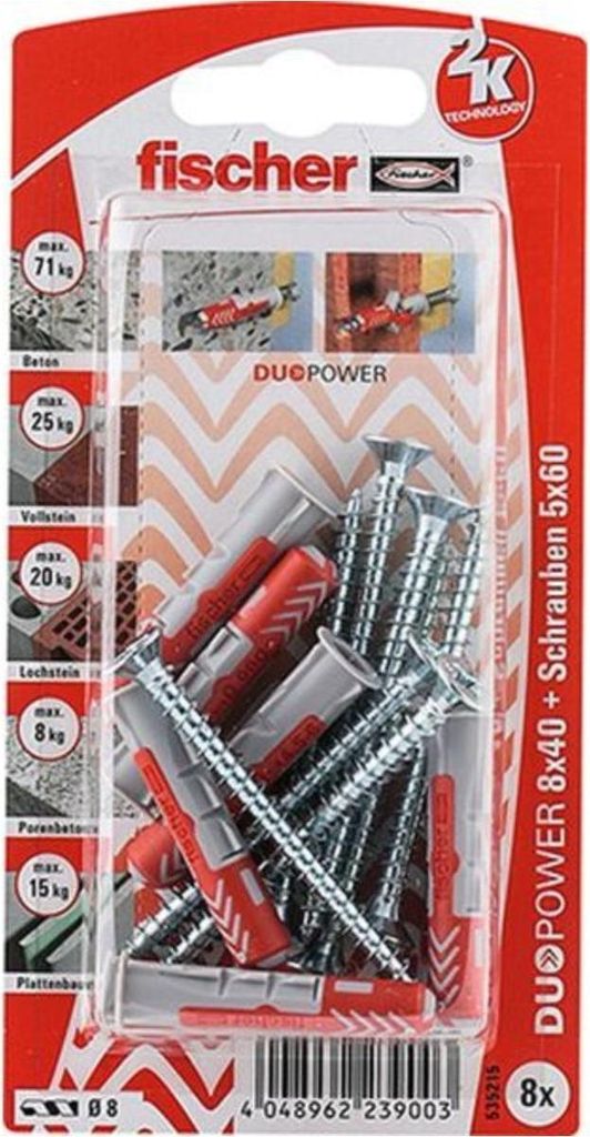 Fischer Dübel-Set Duopower 10.0 x 50 mm - 4 Stück
